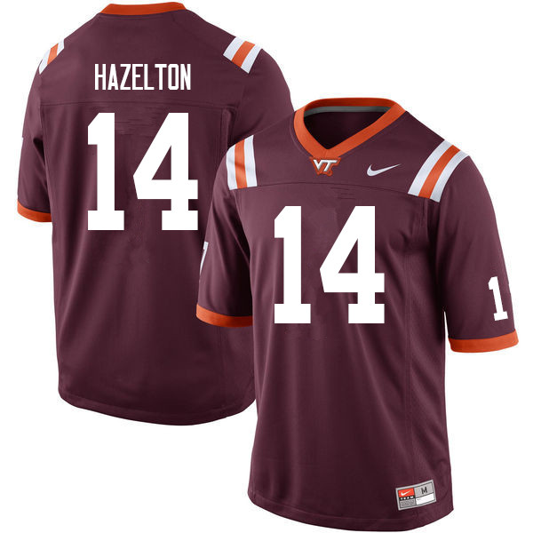 Men #14 Damon Hazelton Virginia Tech Hokies College Football Jerseys Sale-Maroon - Click Image to Close